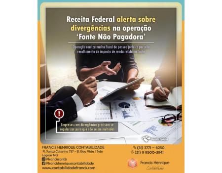 Receita Federal alerta sobre divergências na operação ‘Fonte Não Pagadora’