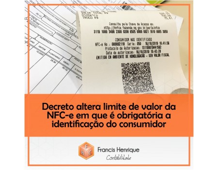 Decreto altera limite de valor da NFC-e em que é obrigatória a identificação do consumidor