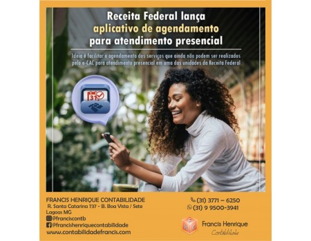 Receita Federal lança aplicativo de agendamento para atendimento presencial.